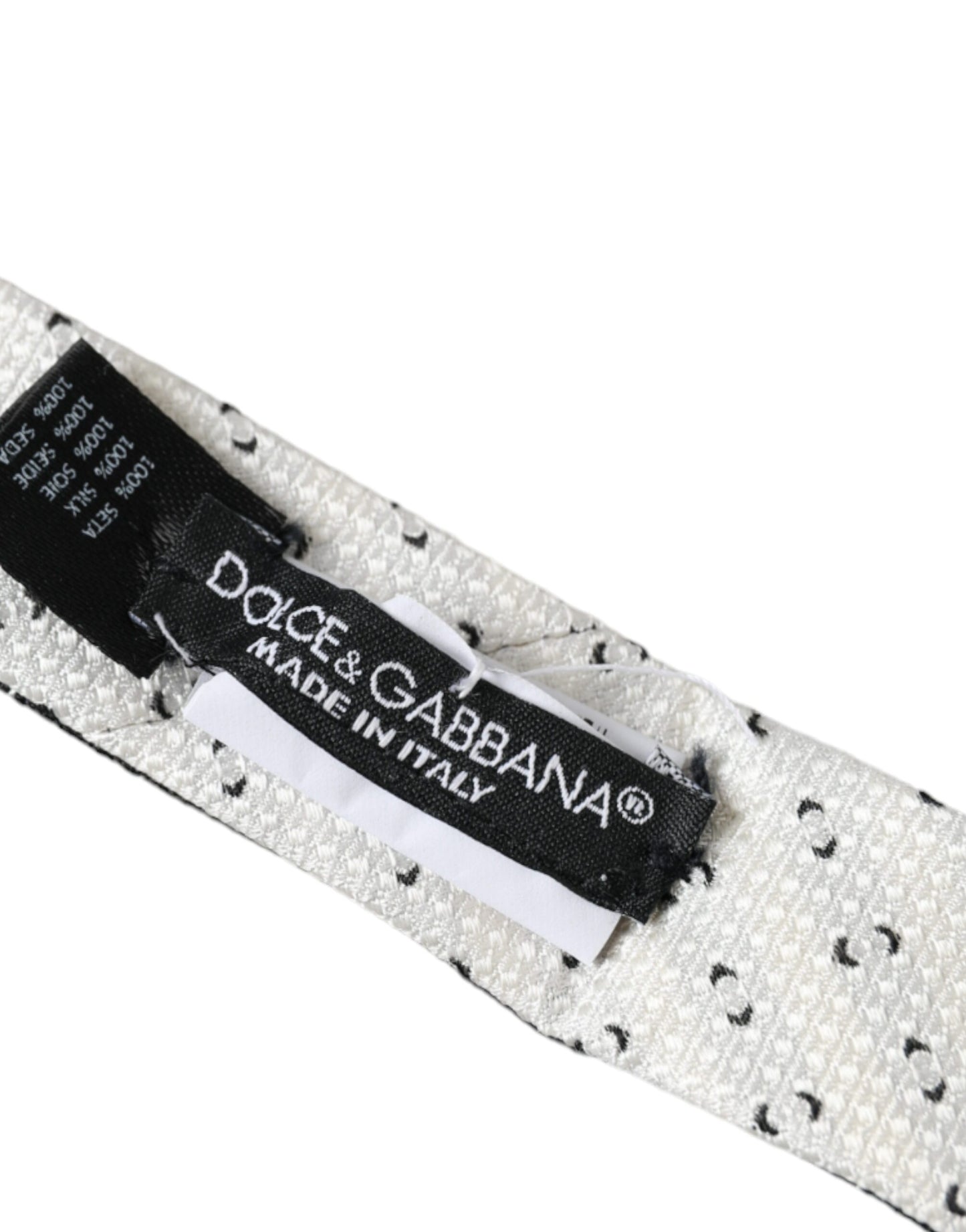 Corbata ajustable con estampado blanco y negro