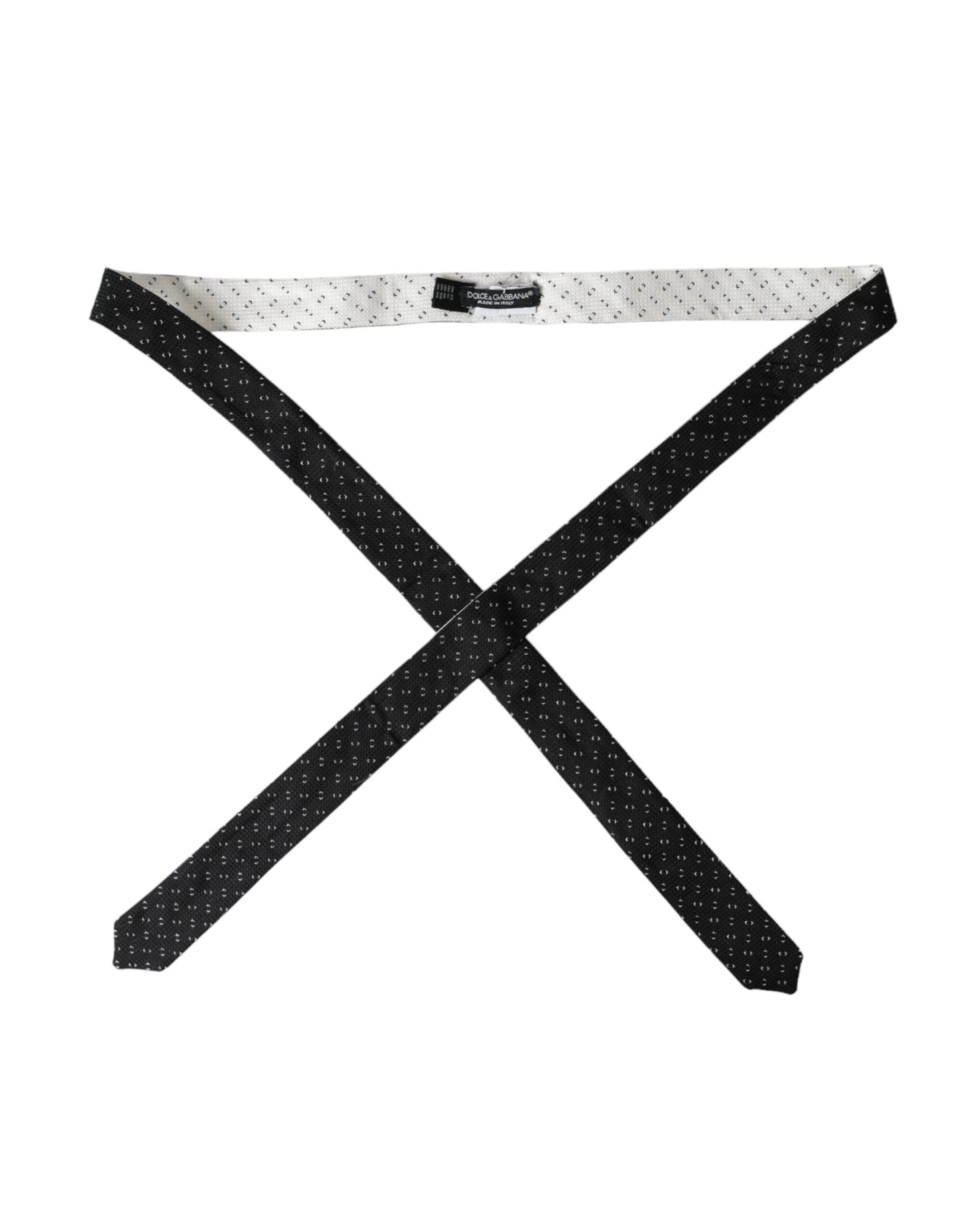 Corbata ajustable con estampado blanco y negro