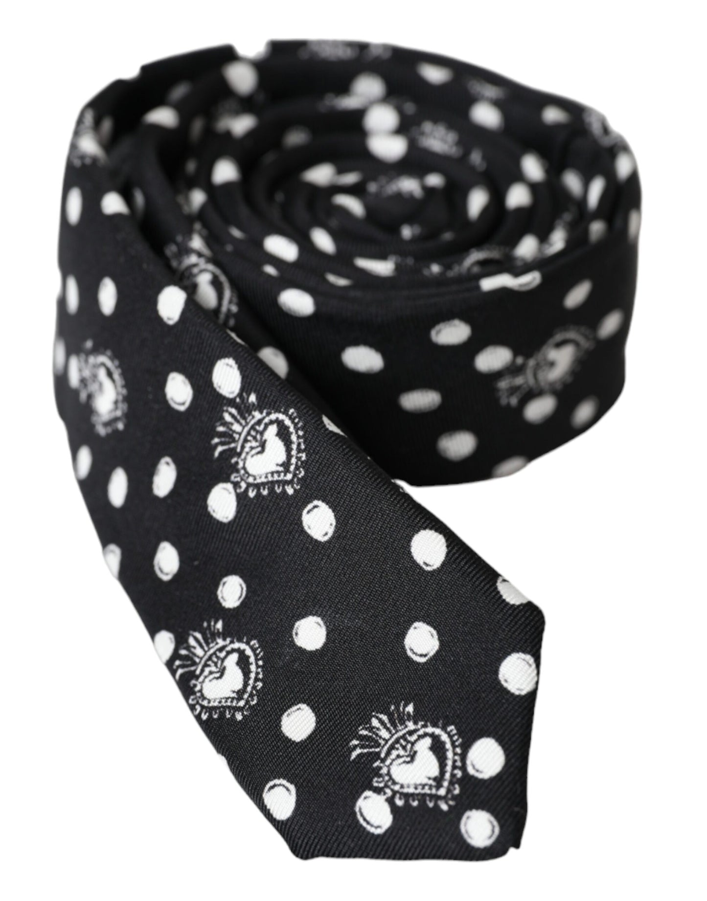 Corbata ajustable de lunares y corazón negro