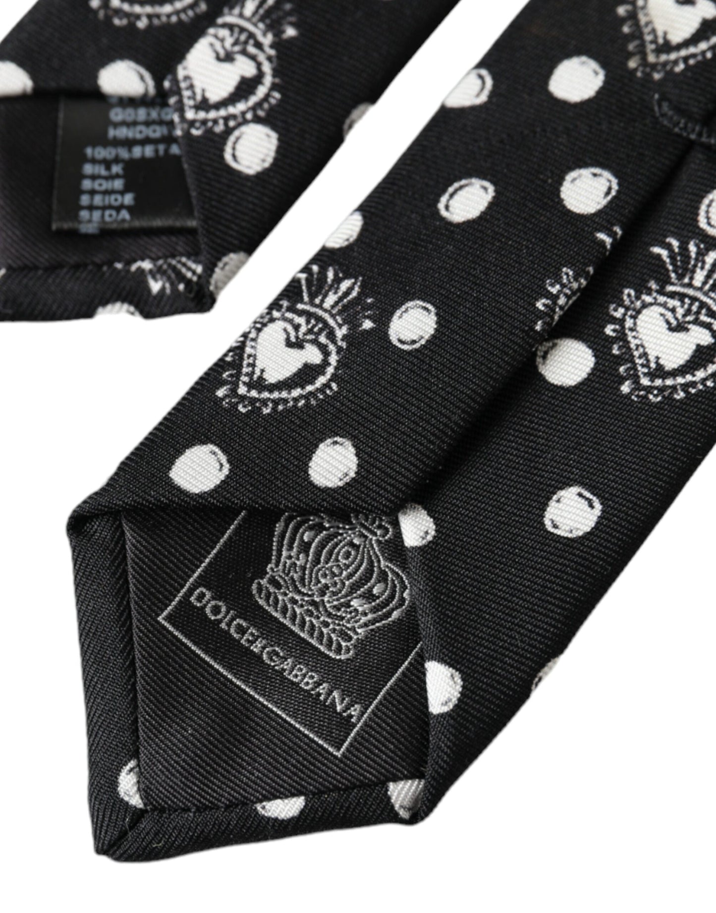 Corbata ajustable de lunares y corazón negro