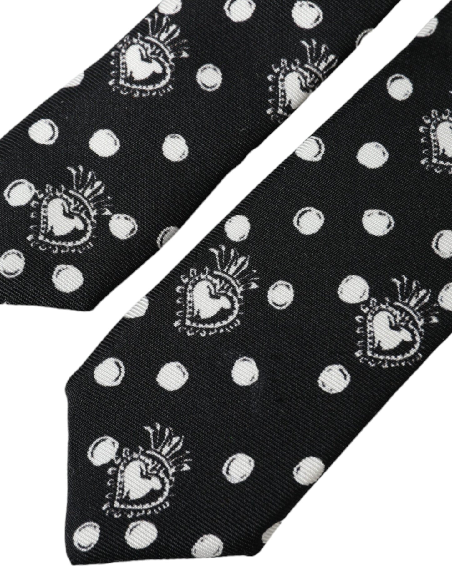 Corbata ajustable de lunares y corazón negro
