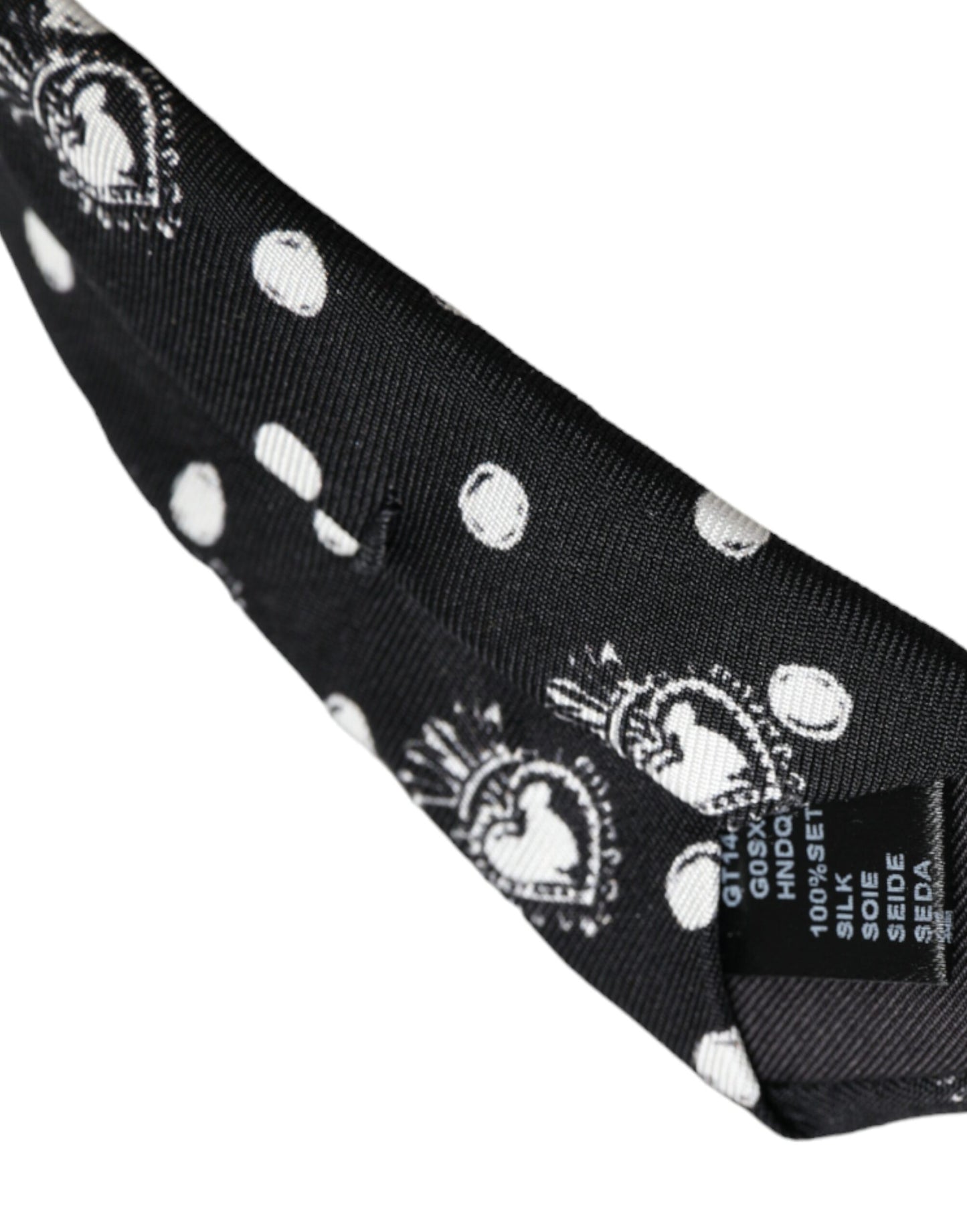 Corbata ajustable de lunares y corazón negro