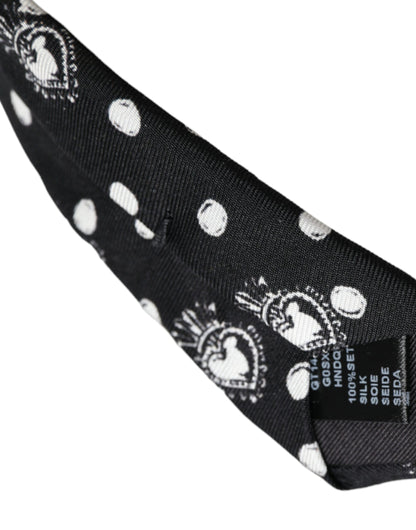 Corbata ajustable de lunares y corazón negro