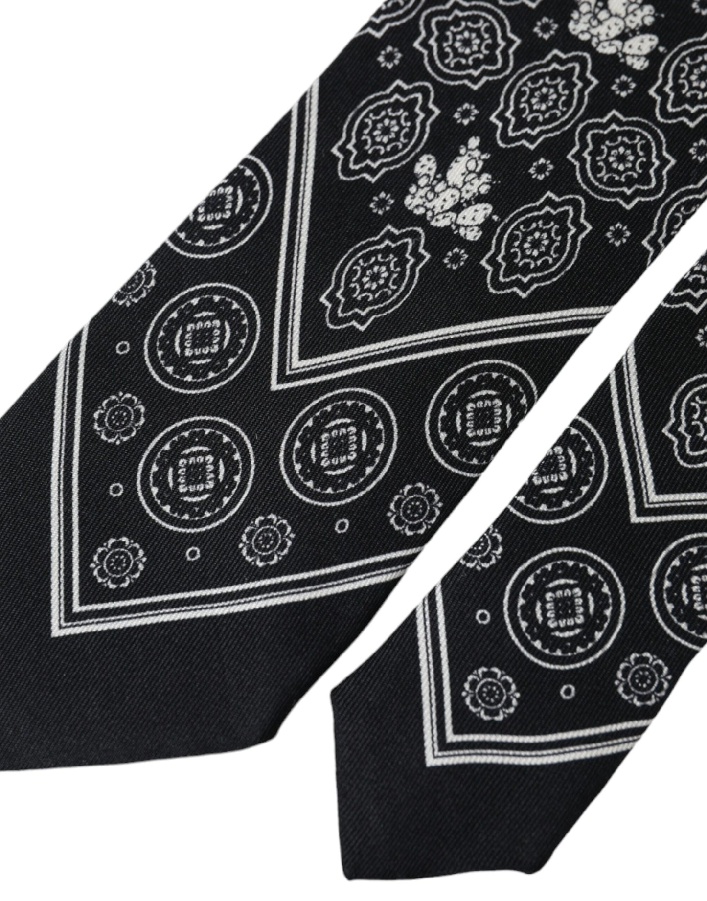 Corbata ajustable 100 % seda con estampado negro