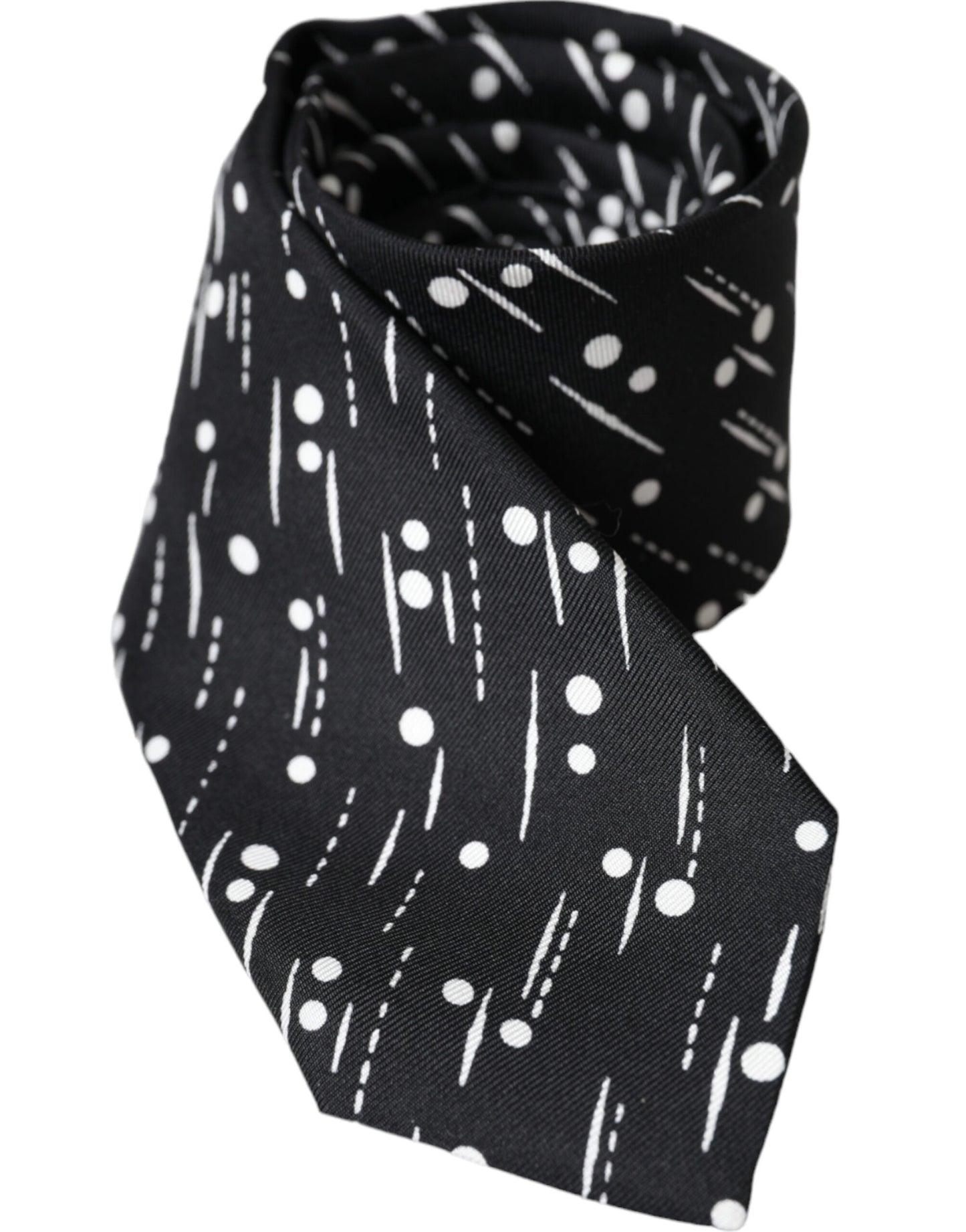 Corbata ajustable 100 % seda con lunares negros