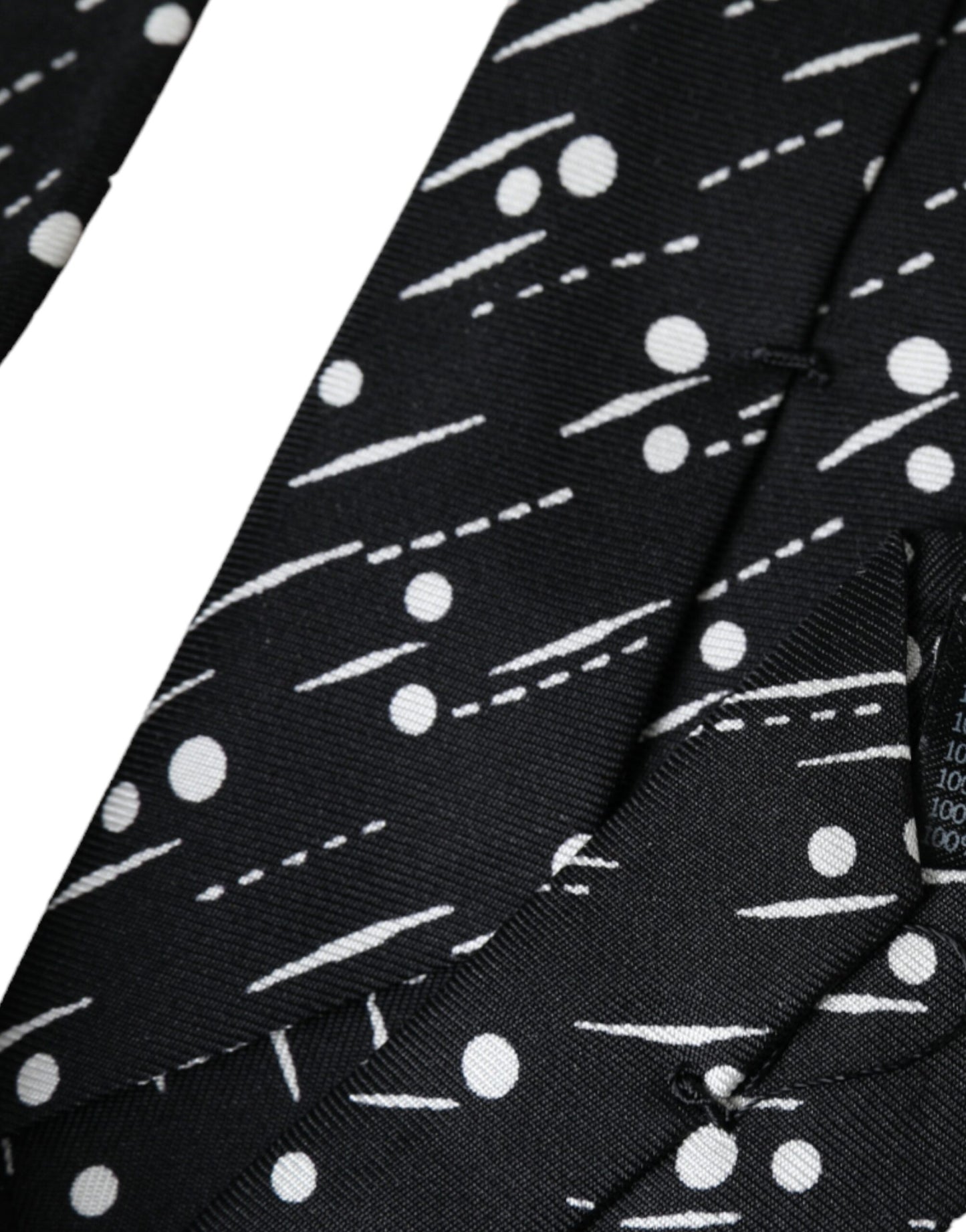 Corbata ajustable 100 % seda con lunares negros