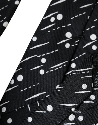 Corbata ajustable 100 % seda con lunares negros