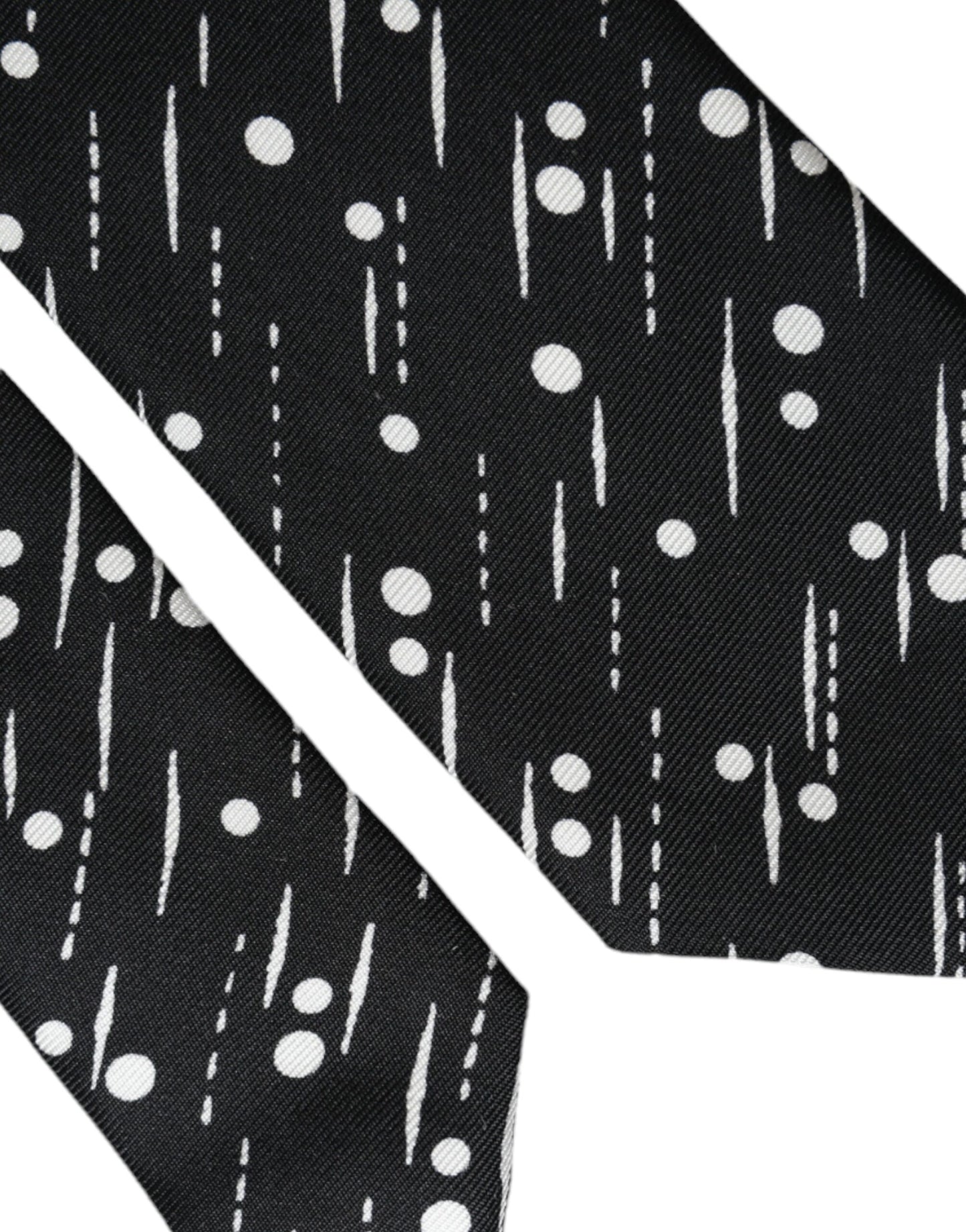 Corbata ajustable 100 % seda con lunares negros