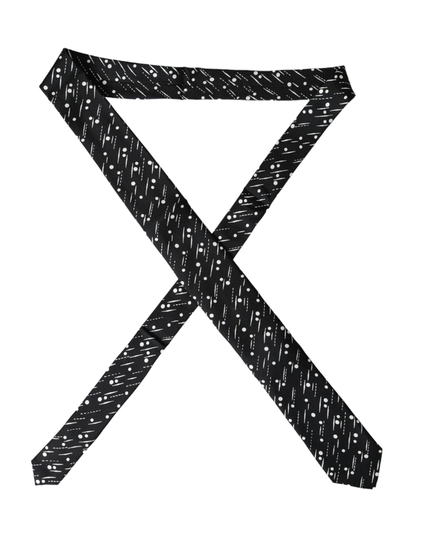 Corbata ajustable 100 % seda con lunares negros