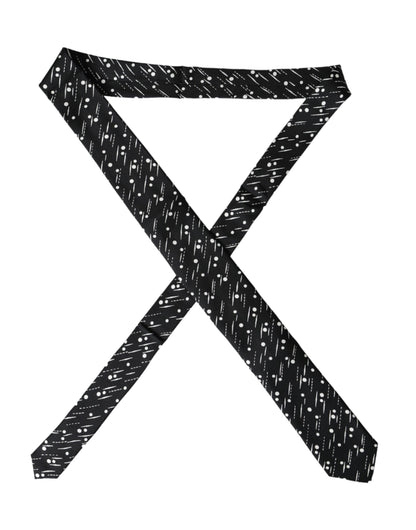 Corbata ajustable 100 % seda con lunares negros