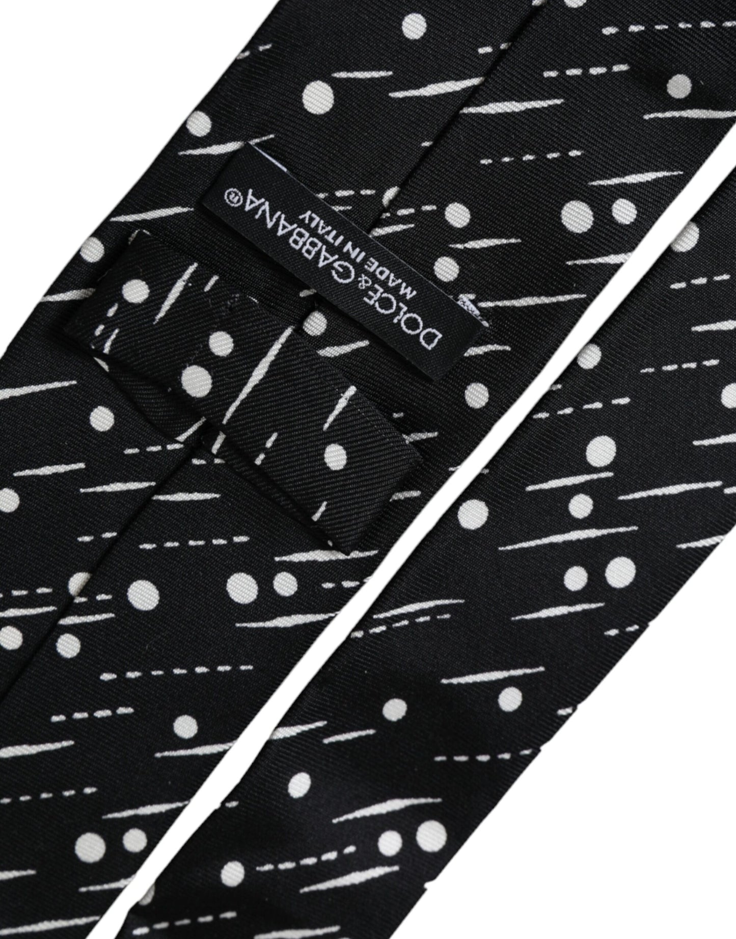 Corbata ajustable 100 % seda con lunares negros