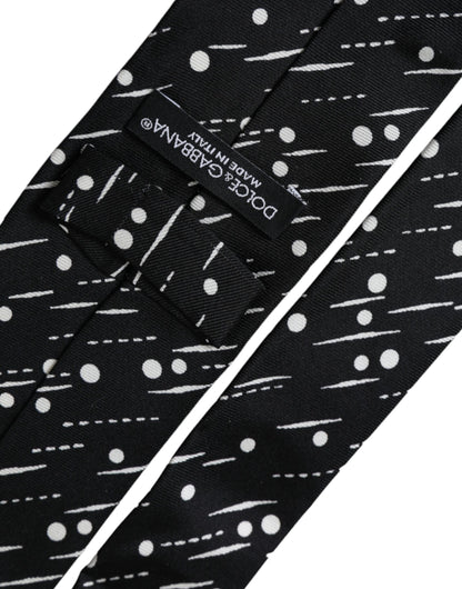 Corbata ajustable 100 % seda con lunares negros