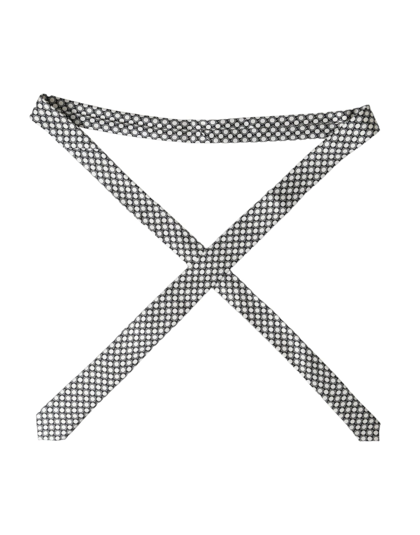 Corbata ajustable de seda 100 % con círculos blancos