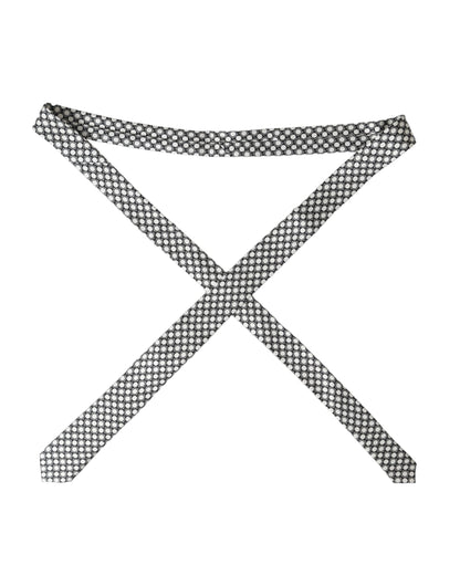 Corbata ajustable de seda 100 % con círculos blancos