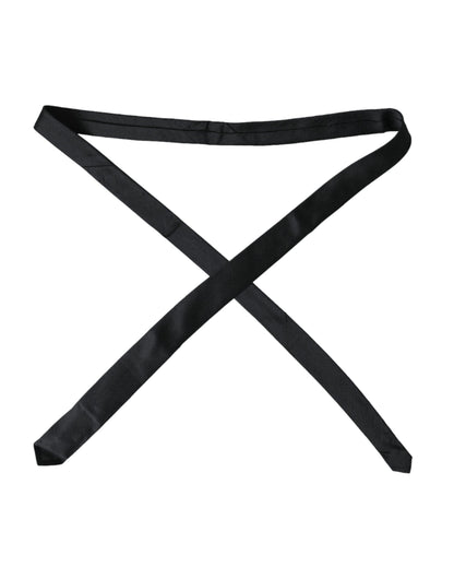 Corbata ajustable 100 % seda negra lisa
