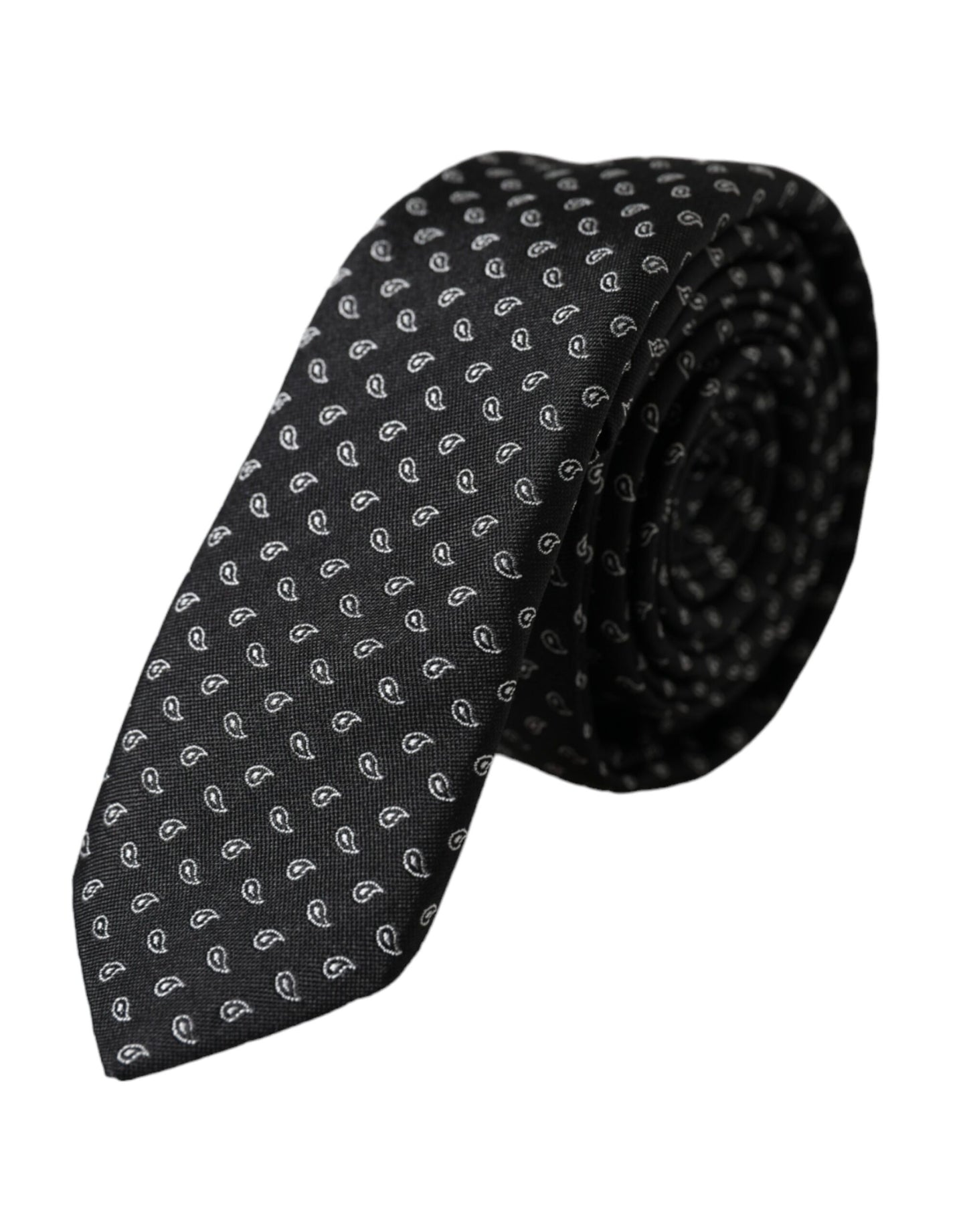 Corbata ajustable de seda con estampado jacquard negro para hombre