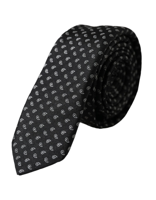 Corbata ajustable de seda con estampado jacquard negro para hombre