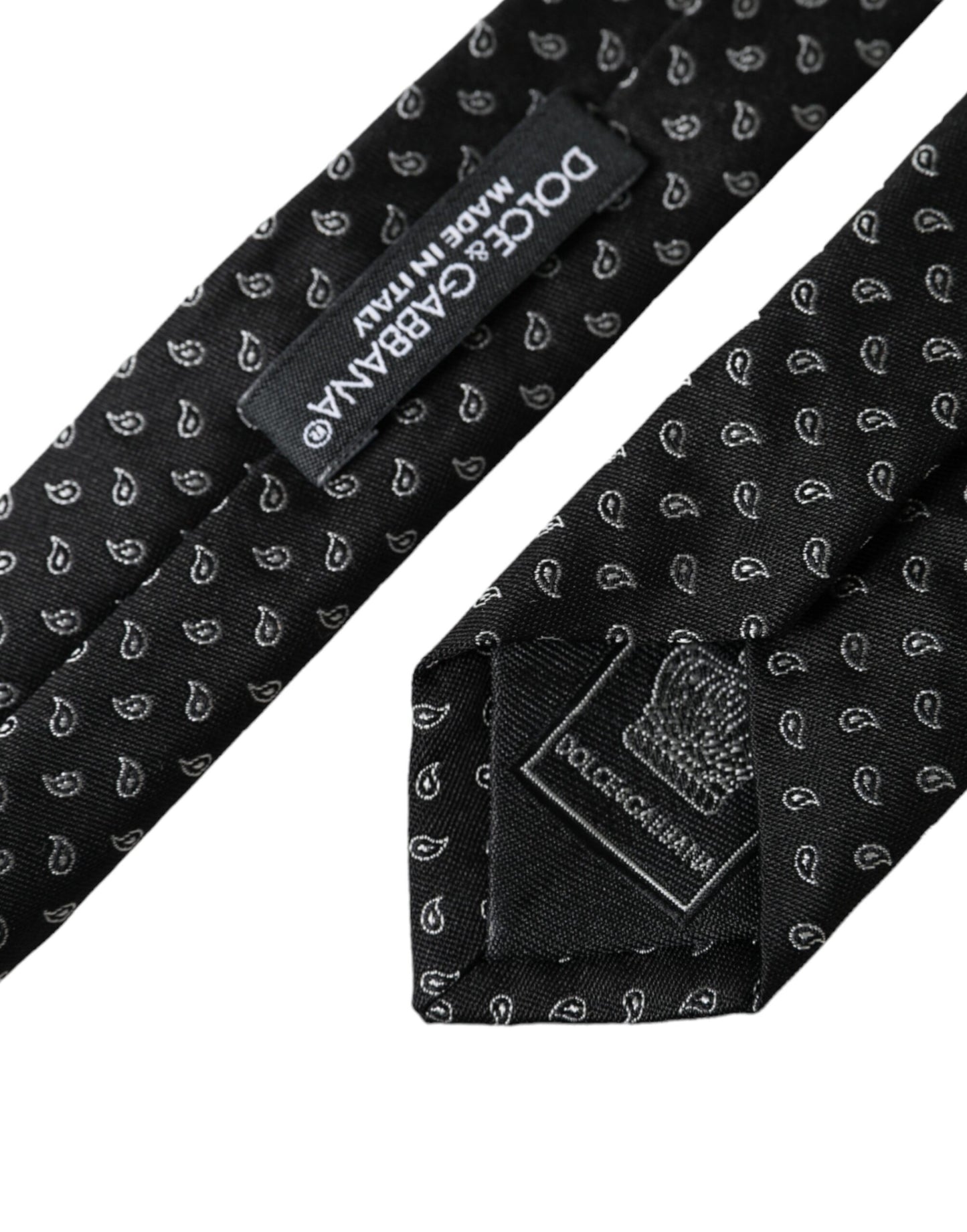 Corbata ajustable de seda con estampado jacquard negro para hombre