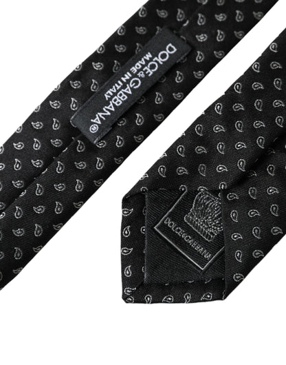 Corbata ajustable de seda con estampado jacquard negro para hombre