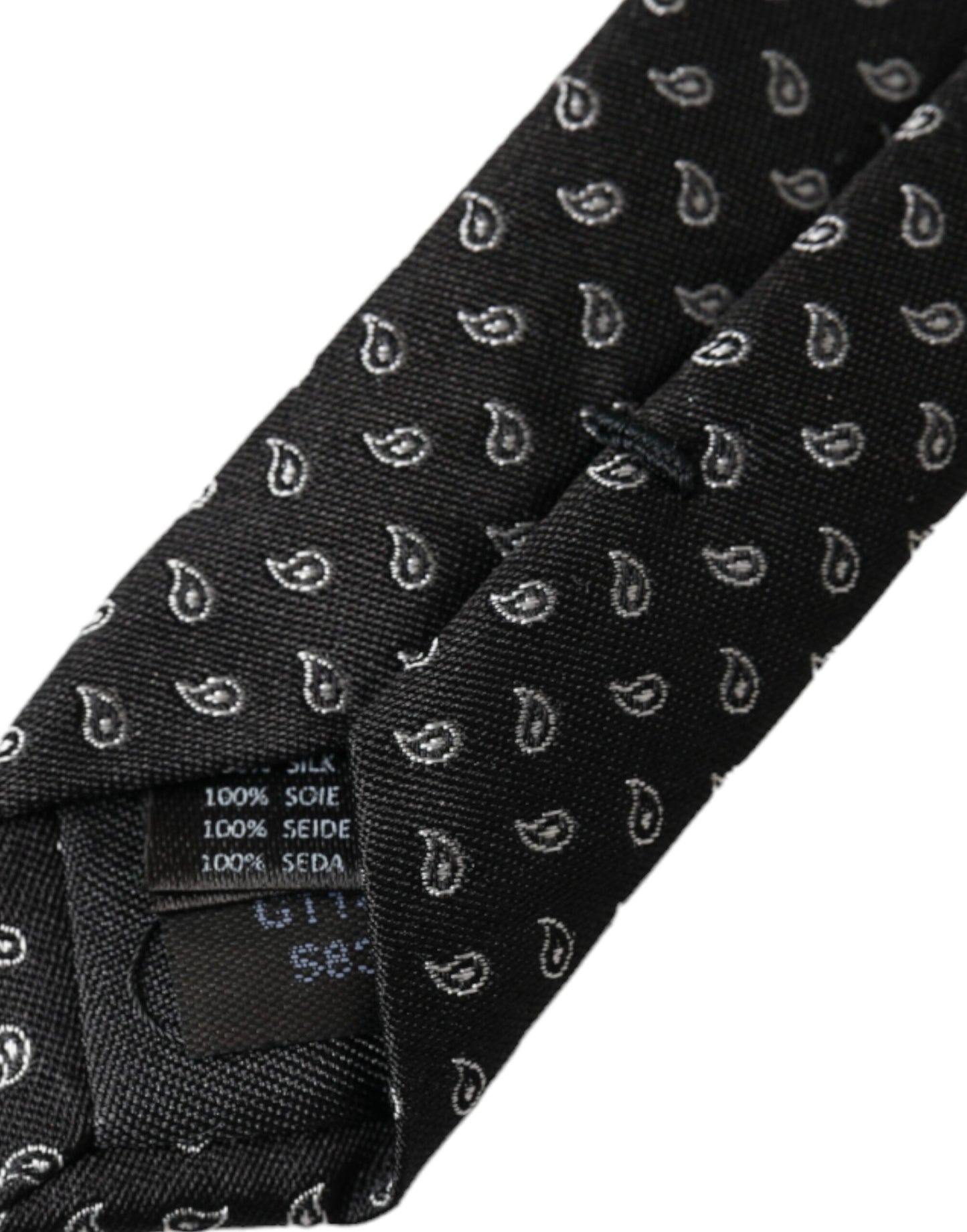 Corbata ajustable de seda con estampado jacquard negro para hombre