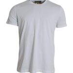 Camiseta blanca de algodón con cuello redondo y manga corta