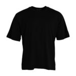 Camiseta negra de algodón con cuello redondo y manga corta