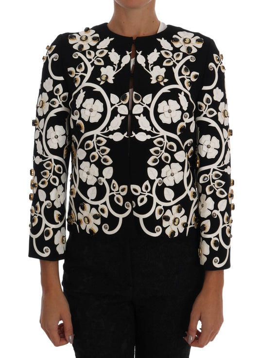 Chaqueta de lana de cristal con bordado floral