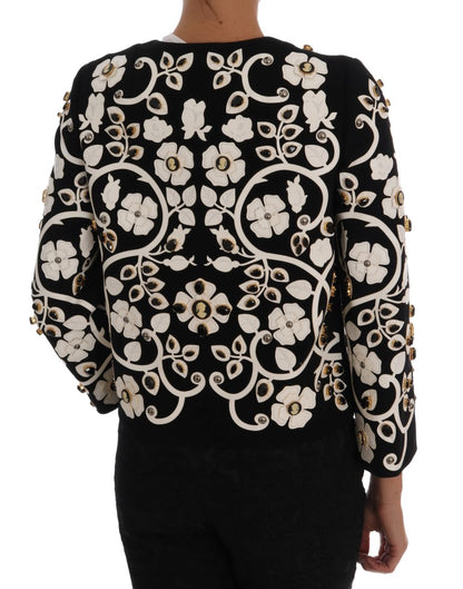 Chaqueta de lana de cristal con bordado floral
