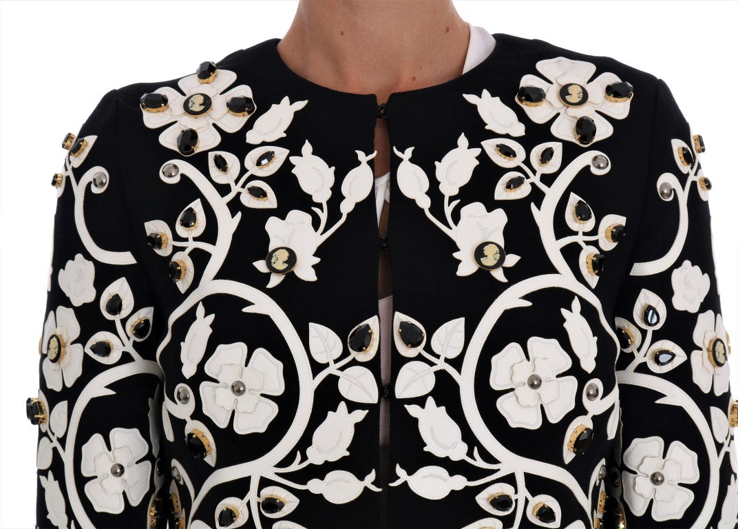 Chaqueta de lana de cristal con bordado floral