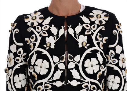 Chaqueta de lana de cristal con bordado floral