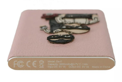 Banco de energía elegante de cuero rosa