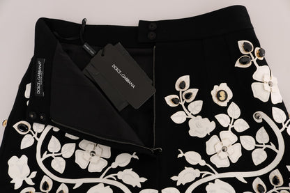 Falda lápiz de cristal barroco con estampado floral blanco y negro