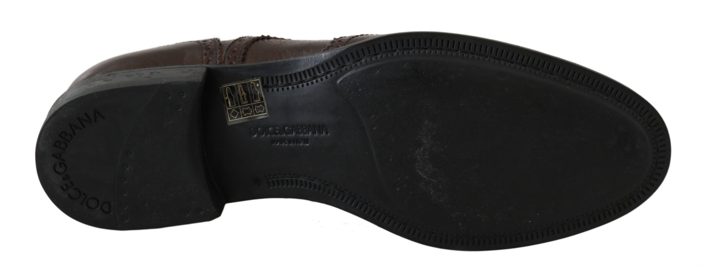 Elegantes zapatos Derby Brogue de cuero marrón