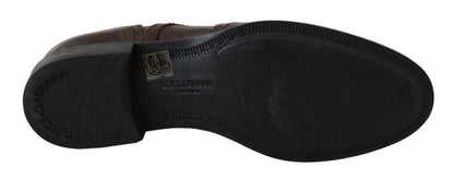 Elegantes zapatos Derby Brogue de cuero marrón