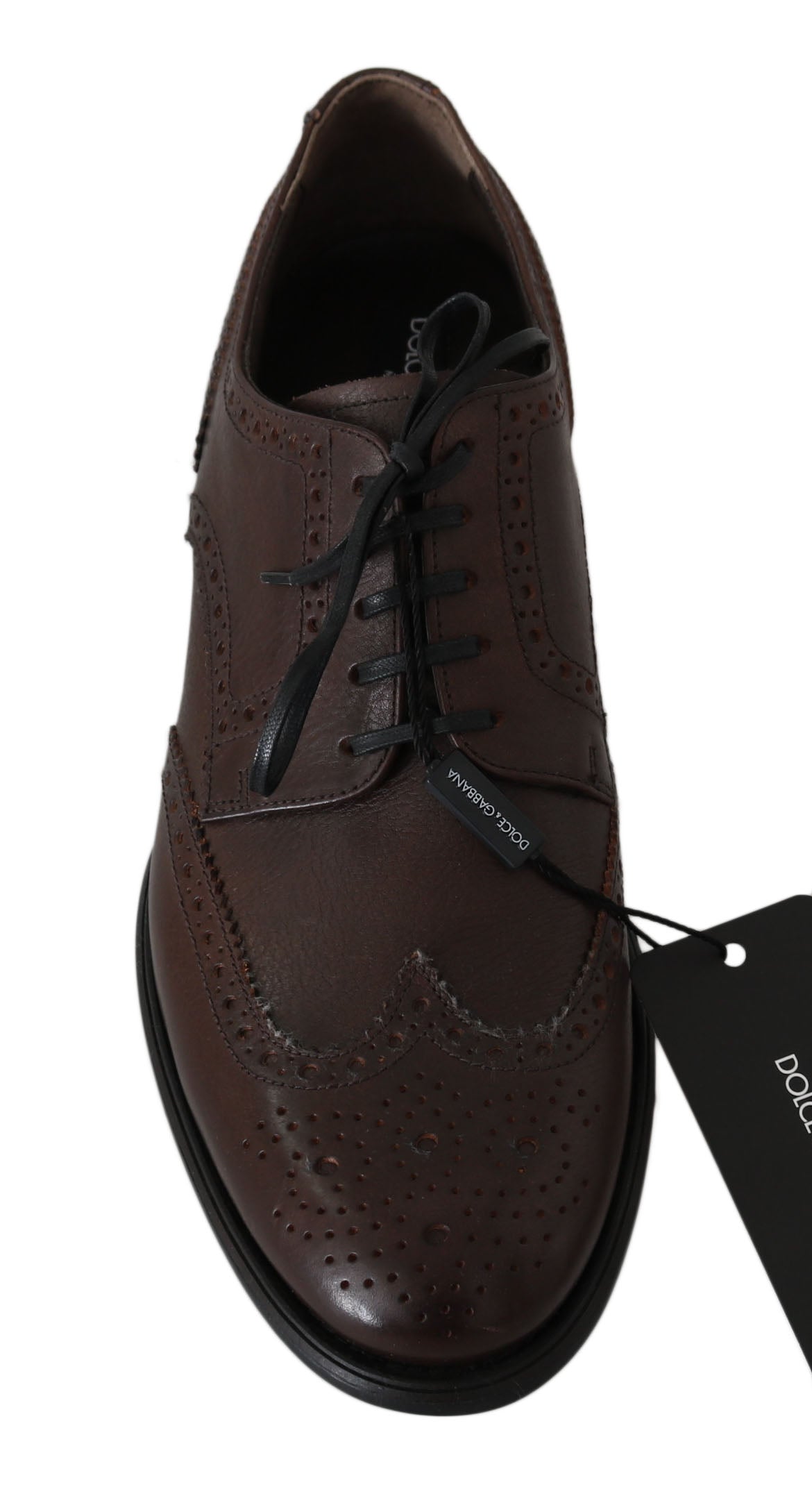 Elegantes zapatos Derby Brogue de cuero marrón