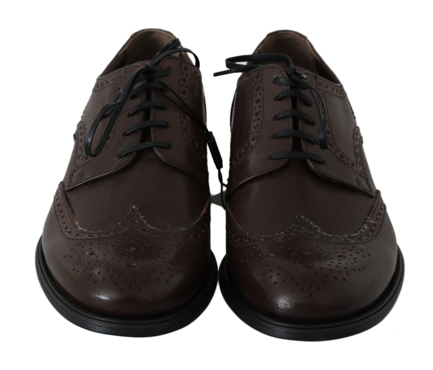 Elegantes zapatos Derby Brogue de cuero marrón