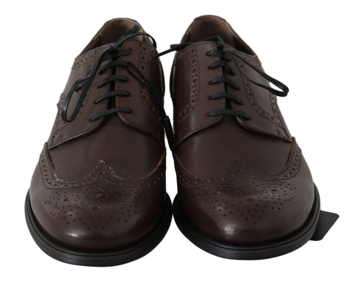 Elegantes zapatos Derby Brogue de cuero marrón