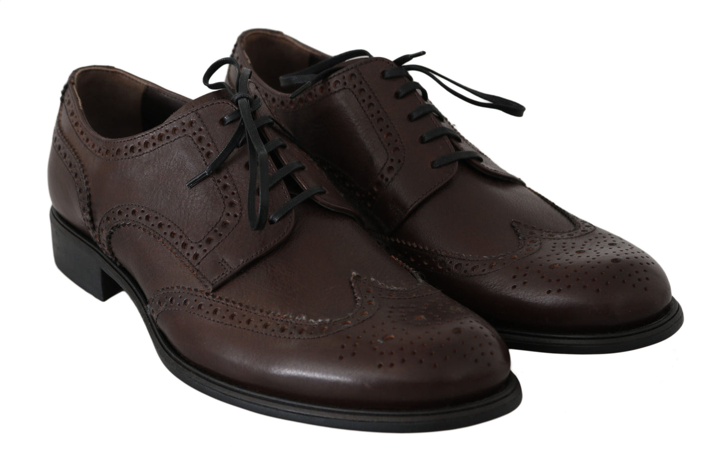 Elegantes zapatos Derby Brogue de cuero marrón