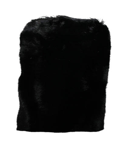 Bolso bandolera de piel sintética negra con cadena plateada