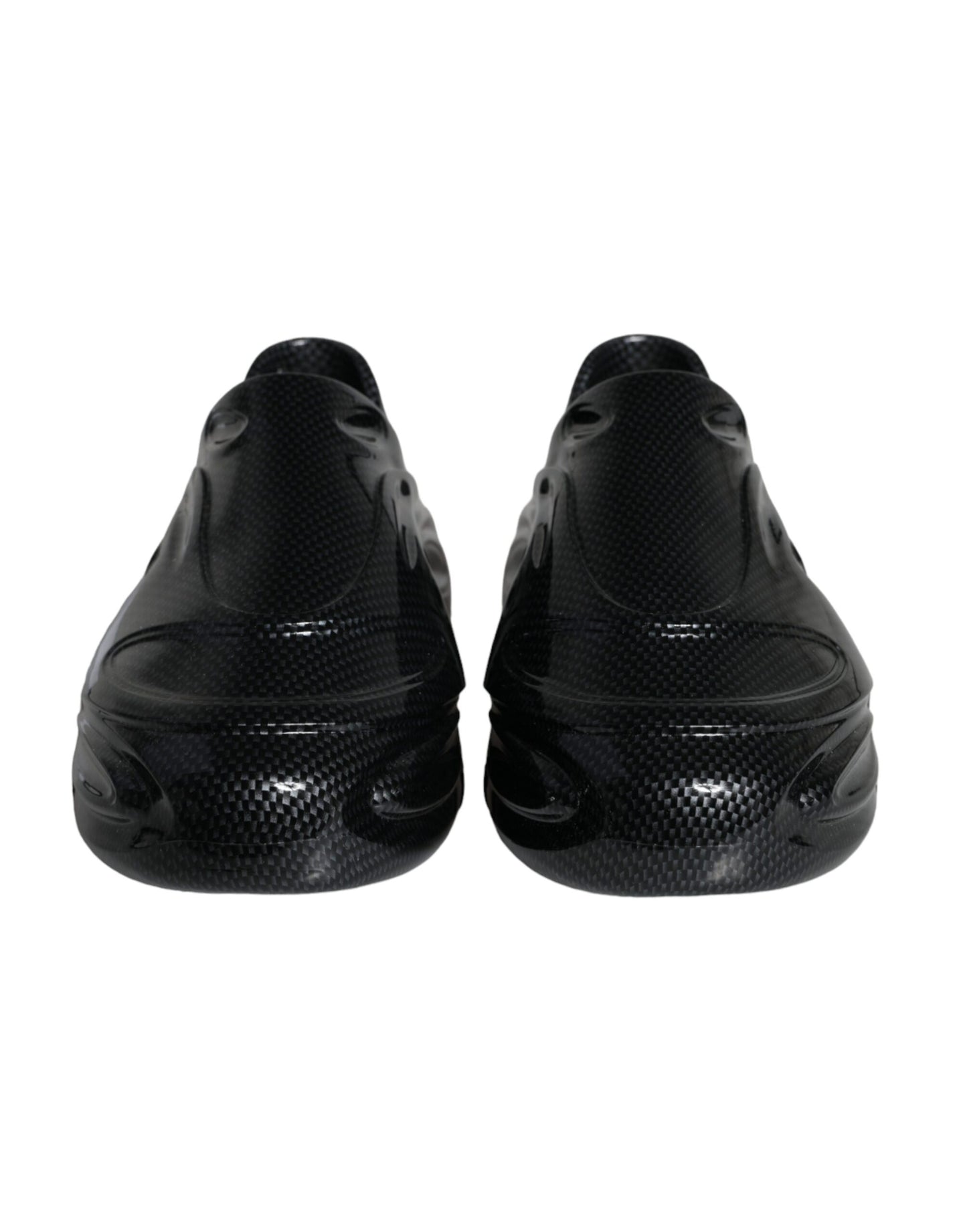 Zapatillas deportivas bajas de goma laminada negra para hombre