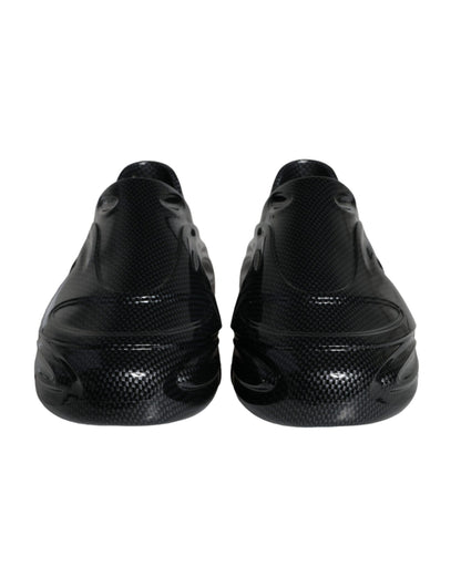 Zapatillas deportivas bajas de goma laminada negra para hombre