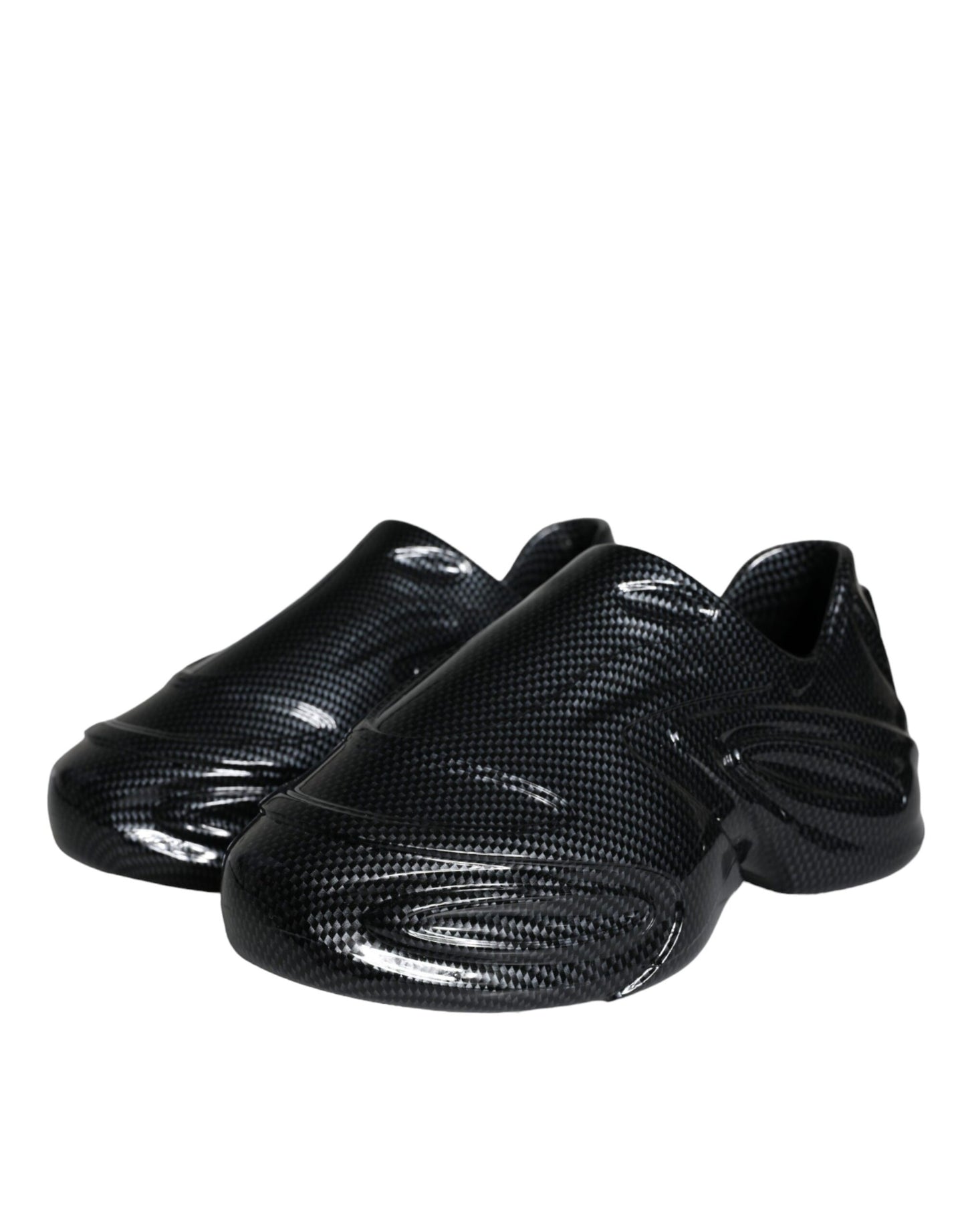 Zapatillas deportivas bajas de goma laminada negra para hombre