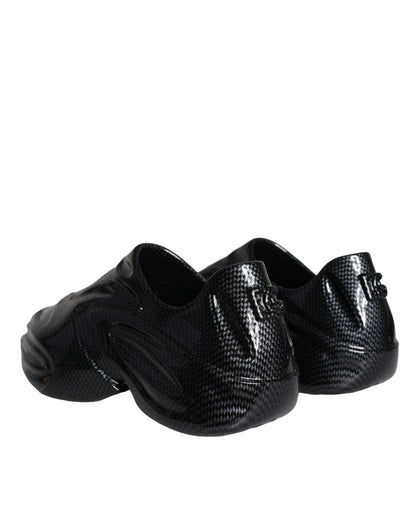 Zapatillas deportivas bajas de goma laminada negra para hombre