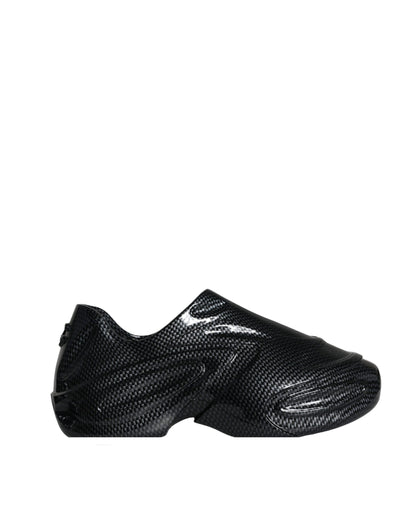 Zapatillas deportivas bajas de goma laminada negra para hombre