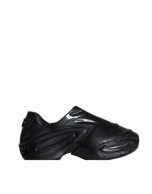 Zapatillas deportivas bajas de goma laminada negra para hombre