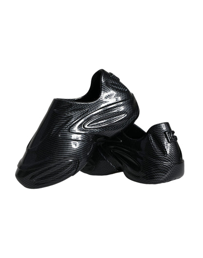 Zapatillas deportivas bajas de goma laminada negra para hombre