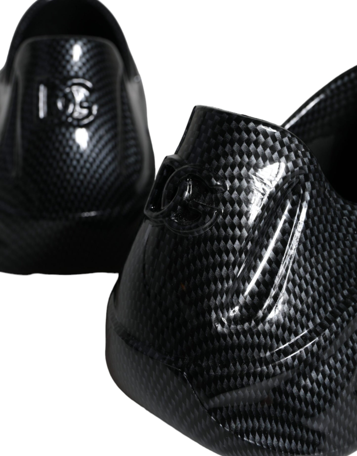 Zapatillas deportivas bajas de goma laminada negra para hombre