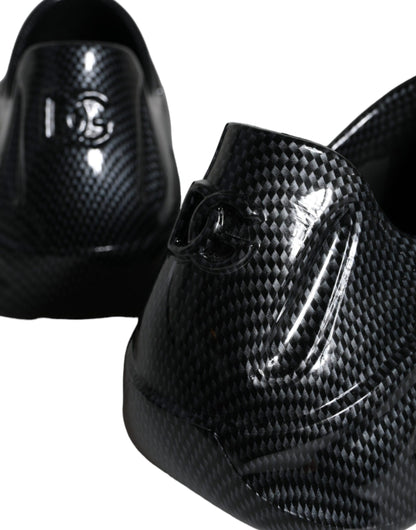 Zapatillas deportivas bajas de goma laminada negra para hombre