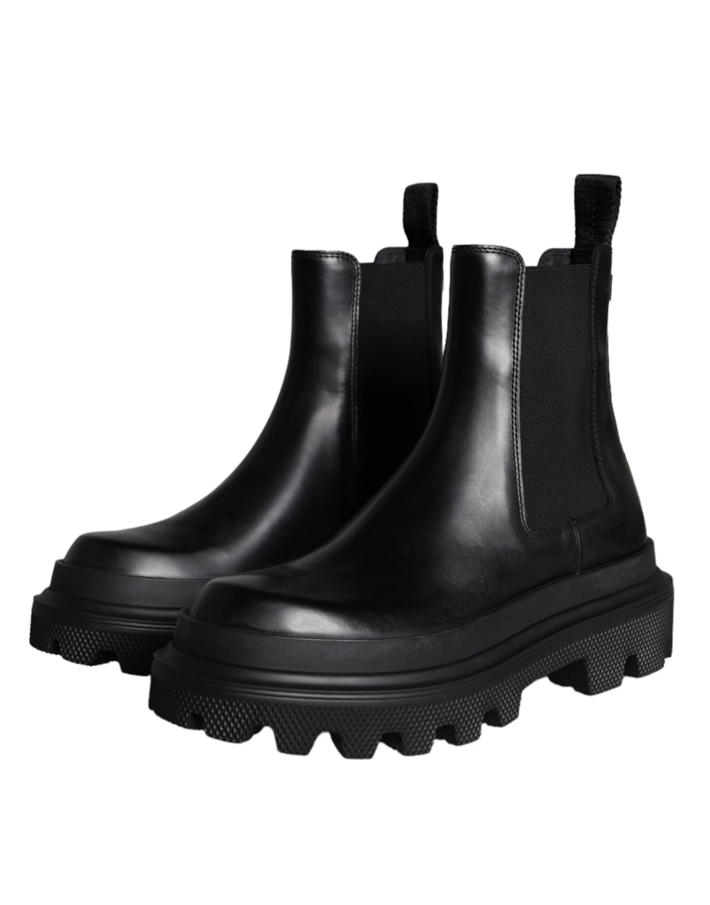 Botas de trekking elásticas de cuero negro sin cordones