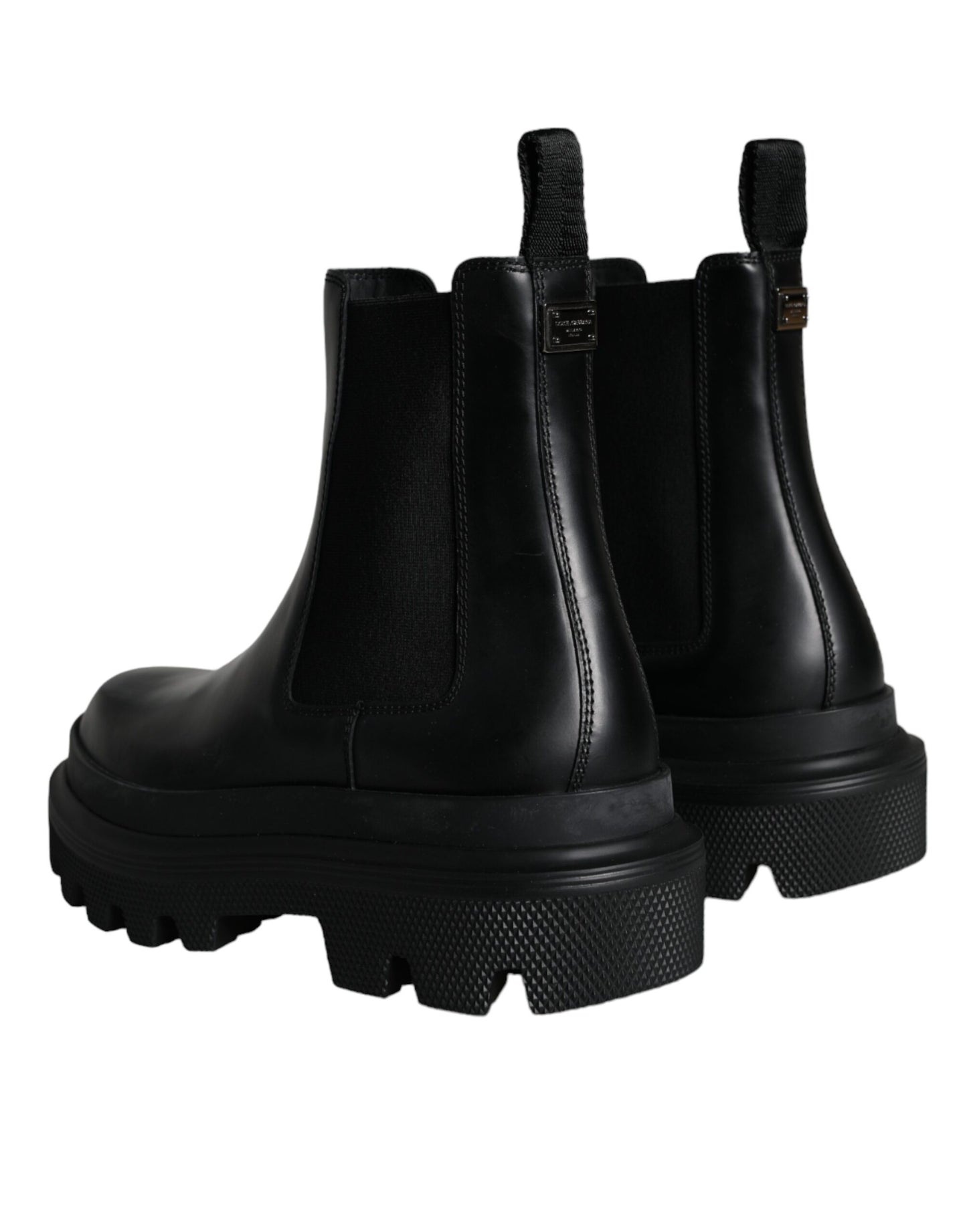 Botas de trekking elásticas de cuero negro sin cordones